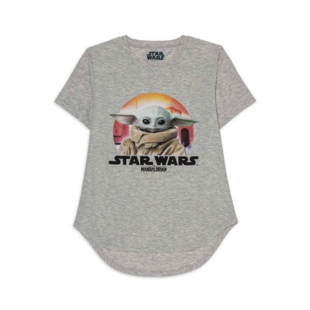 Star Wars The Mandalorian Junior Women's Tee Shirt Sz XS Grey Baby Yoda T-Shirt